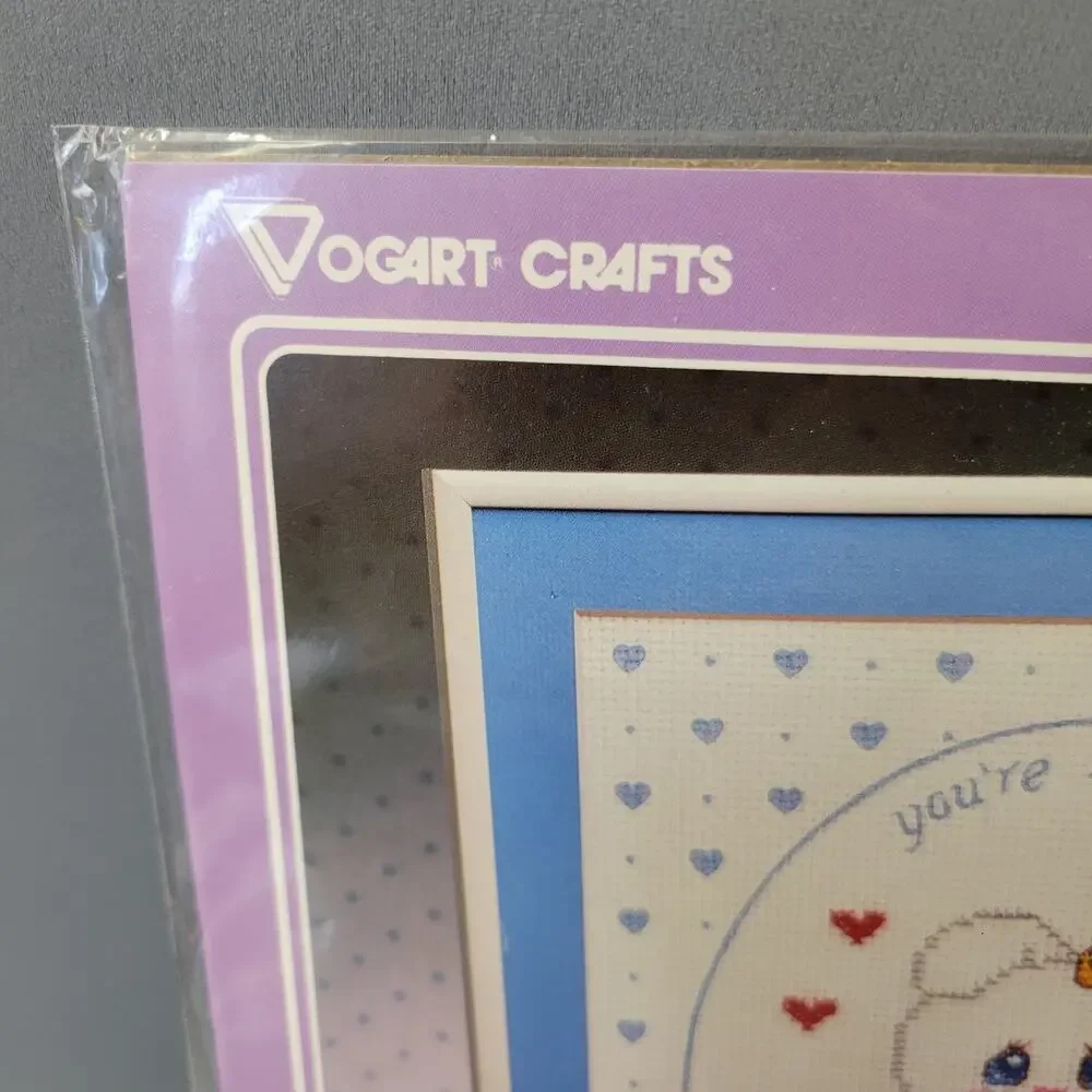 Vintage Sealed Vogart Crafts Angel Bunny Cross-stitch Kit Baby Sampler #9759B‎
